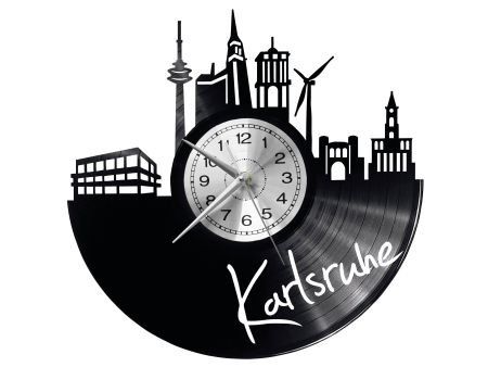 KARLSRUHE ZEGAR ŚCIENNY DEKORACYJNY NOWOCZESNY PŁYTA WINYLOWA WINYL NA PREZENT EVEVO EVEVO.PL W0455