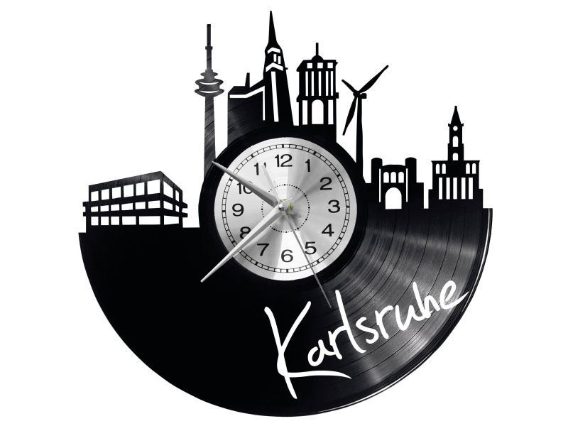KARLSRUHE ZEGAR ŚCIENNY DEKORACYJNY NOWOCZESNY PŁYTA WINYLOWA WINYL NA PREZENT EVEVO EVEVO.PL W0455