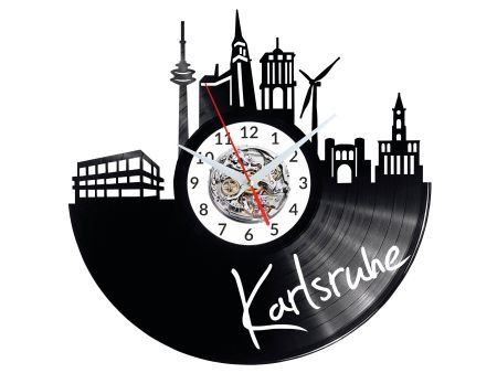 KARLSRUHE ZEGAR ŚCIENNY DEKORACYJNY NOWOCZESNY PŁYTA WINYLOWA WINYL NA PREZENT EVEVO EVEVO.PL W0455