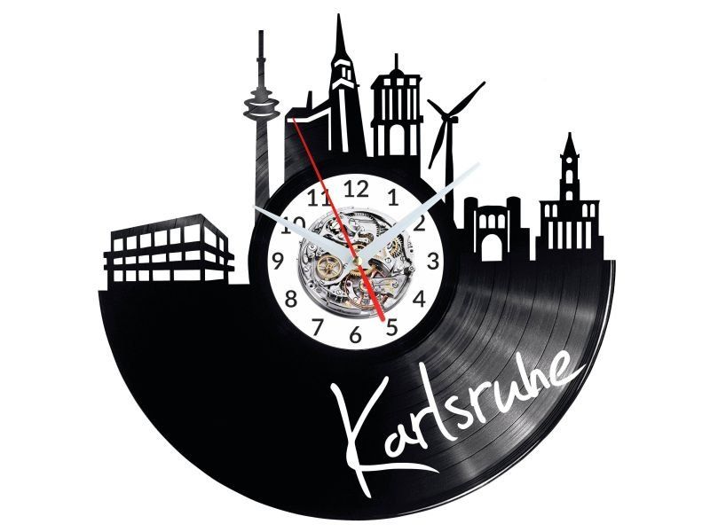 KARLSRUHE ZEGAR ŚCIENNY DEKORACYJNY NOWOCZESNY PŁYTA WINYLOWA WINYL NA PREZENT EVEVO EVEVO.PL W0455