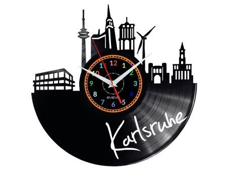 KARLSRUHE ZEGAR ŚCIENNY DEKORACYJNY NOWOCZESNY PŁYTA WINYLOWA WINYL NA PREZENT EVEVO EVEVO.PL W0455