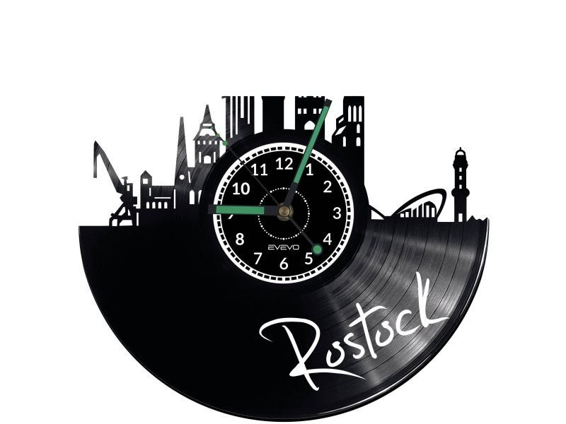 ROSTOCK ZEGAR ŚCIENNY DEKORACYJNY NOWOCZESNY PŁYTA WINYLOWA WINYL NA PREZENT EVEVO EVEVO.PL W0456