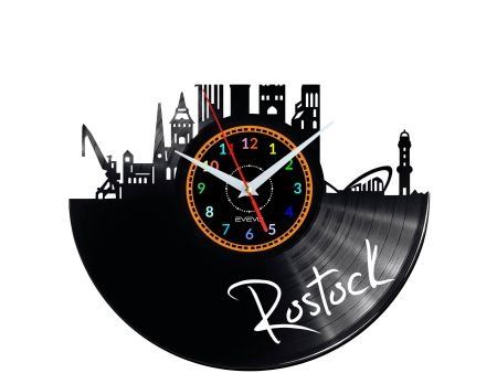 ROSTOCK ZEGAR ŚCIENNY DEKORACYJNY NOWOCZESNY PŁYTA WINYLOWA WINYL NA PREZENT EVEVO EVEVO.PL W0456