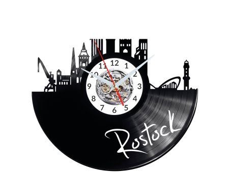 ROSTOCK ZEGAR ŚCIENNY DEKORACYJNY NOWOCZESNY PŁYTA WINYLOWA WINYL NA PREZENT EVEVO EVEVO.PL W0456