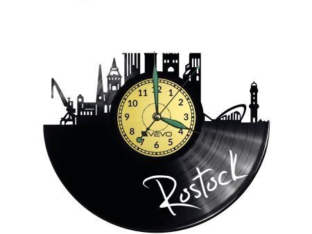 ROSTOCK ZEGAR ŚCIENNY DEKORACYJNY NOWOCZESNY PŁYTA WINYLOWA WINYL NA PREZENT EVEVO EVEVO.PL W0456