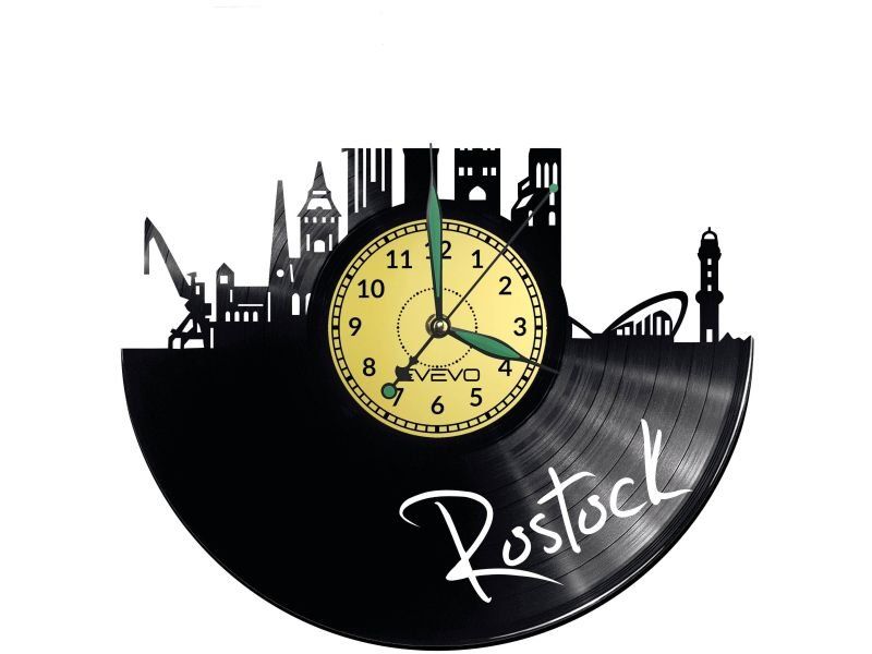 ROSTOCK ZEGAR ŚCIENNY DEKORACYJNY NOWOCZESNY PŁYTA WINYLOWA WINYL NA PREZENT EVEVO EVEVO.PL W0456