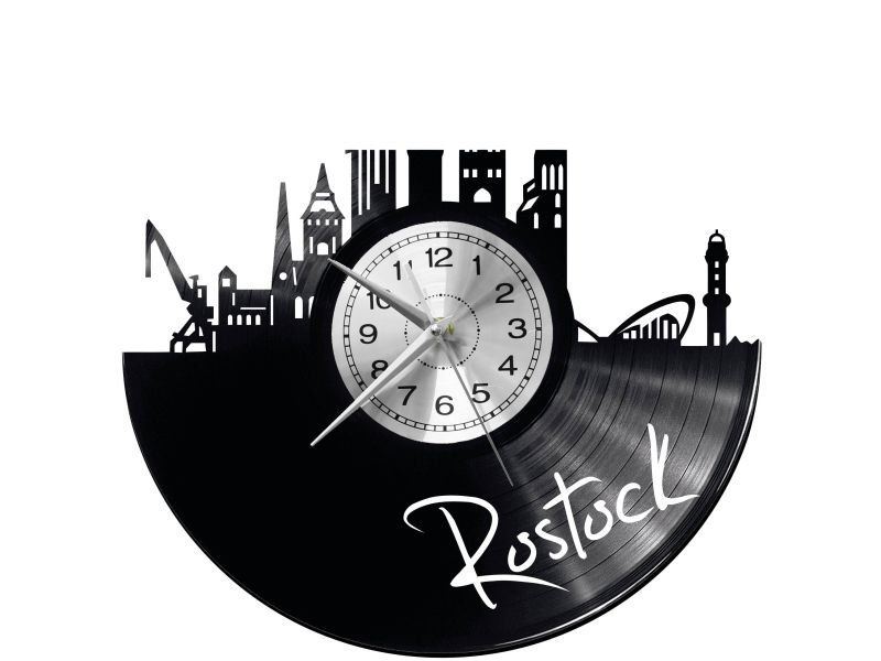 ROSTOCK ZEGAR ŚCIENNY DEKORACYJNY NOWOCZESNY PŁYTA WINYLOWA WINYL NA PREZENT EVEVO EVEVO.PL W0456