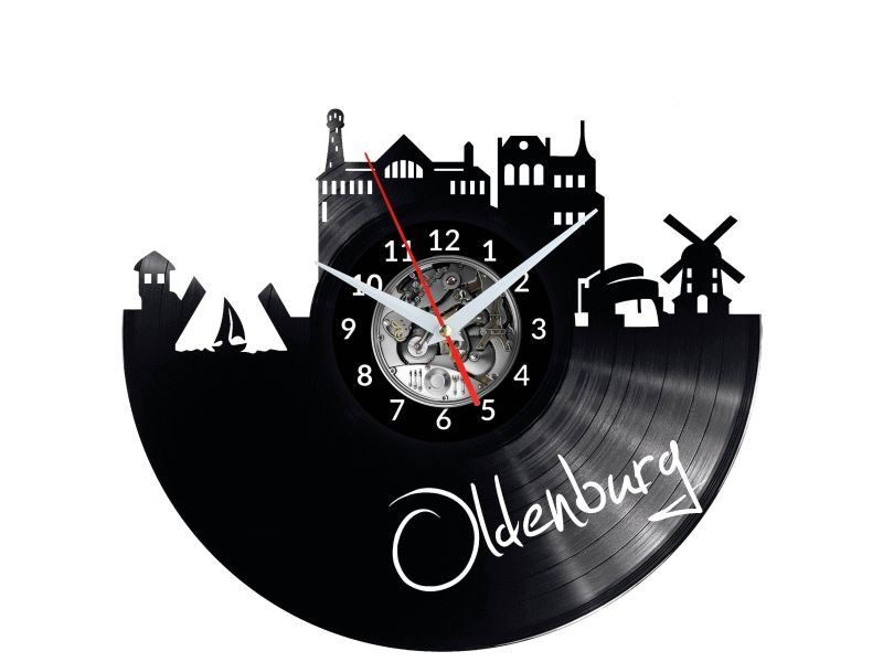 OLDENBURG ZEGAR ŚCIENNY DEKORACYJNY NOWOCZESNY PŁYTA WINYLOWA WINYL NA PREZENT EVEVO EVEVO.PL W0457
