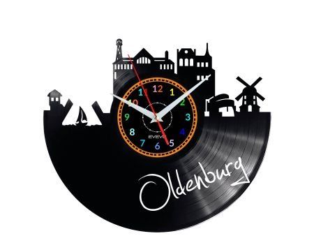 OLDENBURG ZEGAR ŚCIENNY DEKORACYJNY NOWOCZESNY PŁYTA WINYLOWA WINYL NA PREZENT EVEVO EVEVO.PL W0457