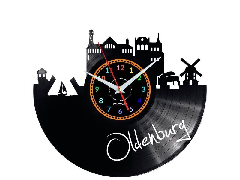 OLDENBURG ZEGAR ŚCIENNY DEKORACYJNY NOWOCZESNY PŁYTA WINYLOWA WINYL NA PREZENT EVEVO EVEVO.PL W0457