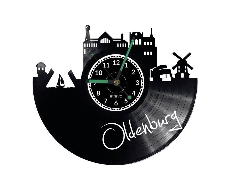 OLDENBURG ZEGAR ŚCIENNY DEKORACYJNY NOWOCZESNY PŁYTA WINYLOWA WINYL NA PREZENT EVEVO EVEVO.PL W0457