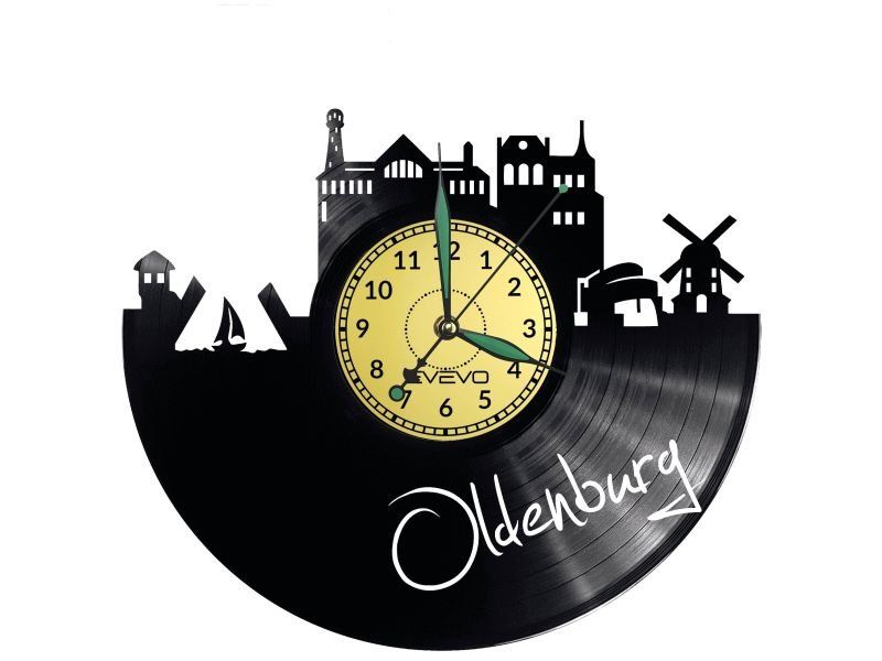 OLDENBURG ZEGAR ŚCIENNY DEKORACYJNY NOWOCZESNY PŁYTA WINYLOWA WINYL NA PREZENT EVEVO EVEVO.PL W0457