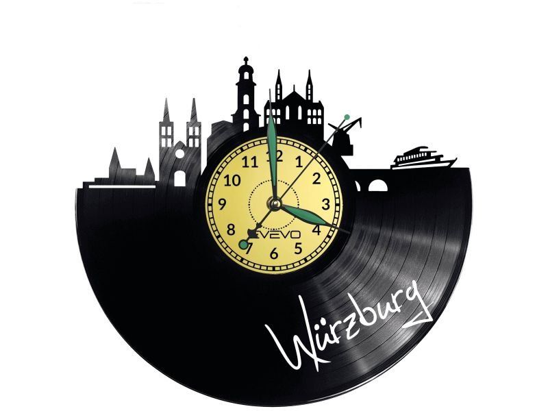 WURZBURG  ZEGAR ŚCIENNY DEKORACYJNY NOWOCZESNY PŁYTA WINYLOWA WINYL NA PREZENT EVEVO EVEVO.PL W0459