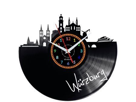 WURZBURG  ZEGAR ŚCIENNY DEKORACYJNY NOWOCZESNY PŁYTA WINYLOWA WINYL NA PREZENT EVEVO EVEVO.PL W0459