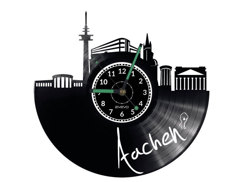 AACHEN ZEGAR ŚCIENNY DEKORACYJNY NOWOCZESNY PŁYTA WINYLOWA WINYL NA PREZENT EVEVO EVEVO.PL W0465
