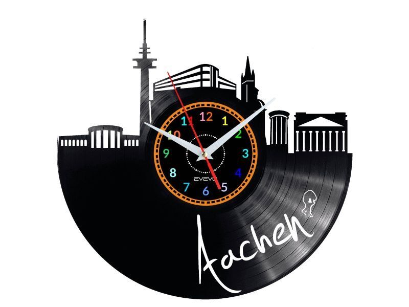 AACHEN ZEGAR ŚCIENNY DEKORACYJNY NOWOCZESNY PŁYTA WINYLOWA WINYL NA PREZENT EVEVO EVEVO.PL W0465