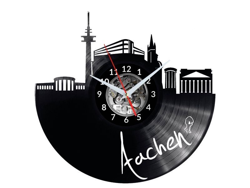 AACHEN ZEGAR ŚCIENNY DEKORACYJNY NOWOCZESNY PŁYTA WINYLOWA WINYL NA PREZENT EVEVO EVEVO.PL W0465