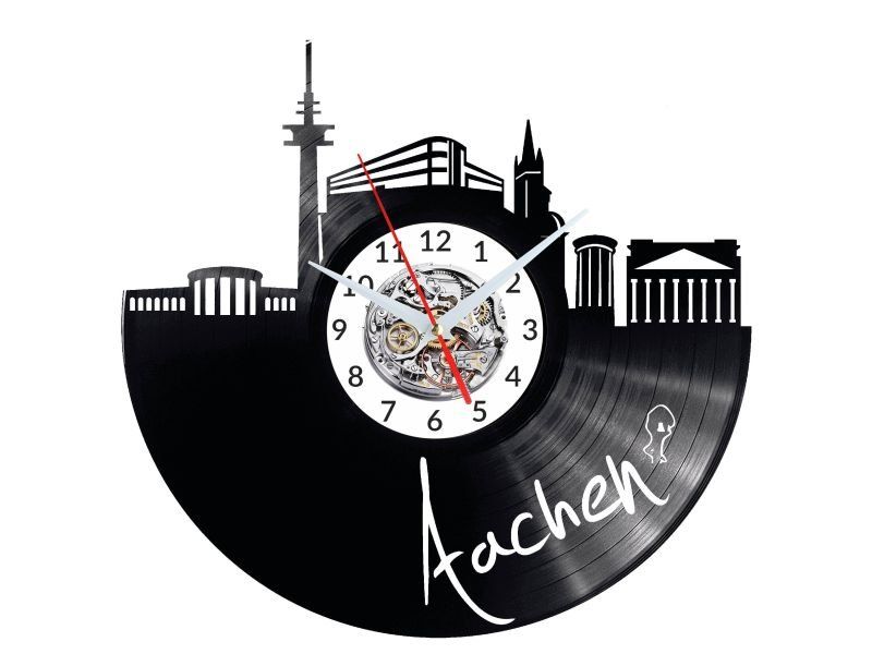 AACHEN ZEGAR ŚCIENNY DEKORACYJNY NOWOCZESNY PŁYTA WINYLOWA WINYL NA PREZENT EVEVO EVEVO.PL W0465