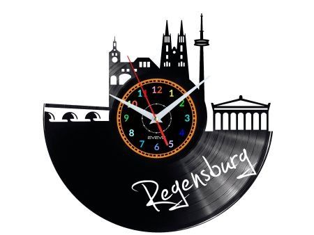 REGENSBURG ZEGAR ŚCIENNY DEKORACYJNY NOWOCZESNY PŁYTA WINYLOWA WINYL NA PREZENT EVEVO EVEVO.PL W0466
