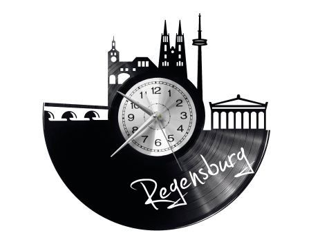 REGENSBURG ZEGAR ŚCIENNY DEKORACYJNY NOWOCZESNY PŁYTA WINYLOWA WINYL NA PREZENT EVEVO EVEVO.PL W0466