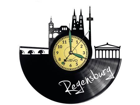 REGENSBURG ZEGAR ŚCIENNY DEKORACYJNY NOWOCZESNY PŁYTA WINYLOWA WINYL NA PREZENT EVEVO EVEVO.PL W0466