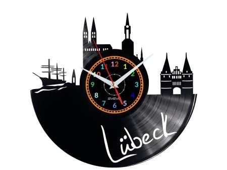 LUBECK ZEGAR ŚCIENNY DEKORACYJNY NOWOCZESNY PŁYTA WINYLOWA WINYL NA PREZENT EVEVO EVEVO.PL W0467