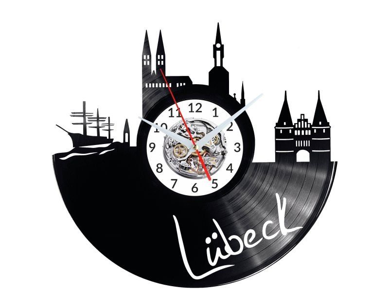 LUBECK ZEGAR ŚCIENNY DEKORACYJNY NOWOCZESNY PŁYTA WINYLOWA WINYL NA PREZENT EVEVO EVEVO.PL W0467