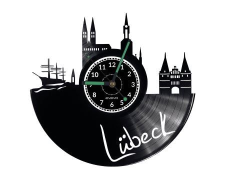 LUBECK ZEGAR ŚCIENNY DEKORACYJNY NOWOCZESNY PŁYTA WINYLOWA WINYL NA PREZENT EVEVO EVEVO.PL W0467
