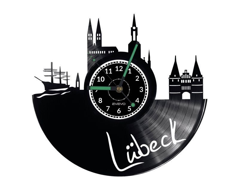 LUBECK ZEGAR ŚCIENNY DEKORACYJNY NOWOCZESNY PŁYTA WINYLOWA WINYL NA PREZENT EVEVO EVEVO.PL W0467