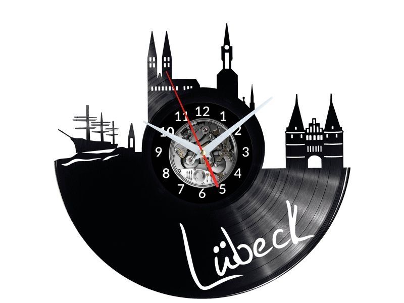 LUBECK ZEGAR ŚCIENNY DEKORACYJNY NOWOCZESNY PŁYTA WINYLOWA WINYL NA PREZENT EVEVO EVEVO.PL W0467