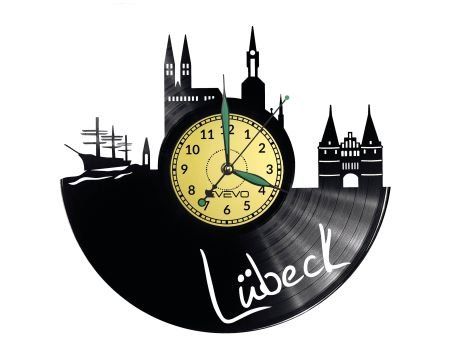 LUBECK ZEGAR ŚCIENNY DEKORACYJNY NOWOCZESNY PŁYTA WINYLOWA WINYL NA PREZENT EVEVO EVEVO.PL W0467