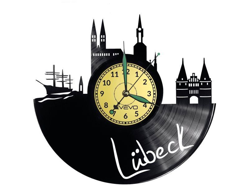 LUBECK ZEGAR ŚCIENNY DEKORACYJNY NOWOCZESNY PŁYTA WINYLOWA WINYL NA PREZENT EVEVO EVEVO.PL W0467