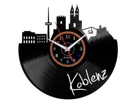 KOBLENZ ZEGAR ŚCIENNY DEKORACYJNY NOWOCZESNY PŁYTA WINYLOWA WINYL NA PREZENT EVEVO EVEVO.PL W0469