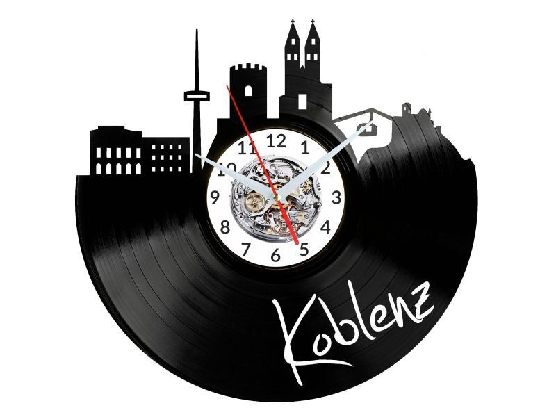 KOBLENZ ZEGAR ŚCIENNY DEKORACYJNY NOWOCZESNY PŁYTA WINYLOWA WINYL NA PREZENT EVEVO EVEVO.PL W0469
