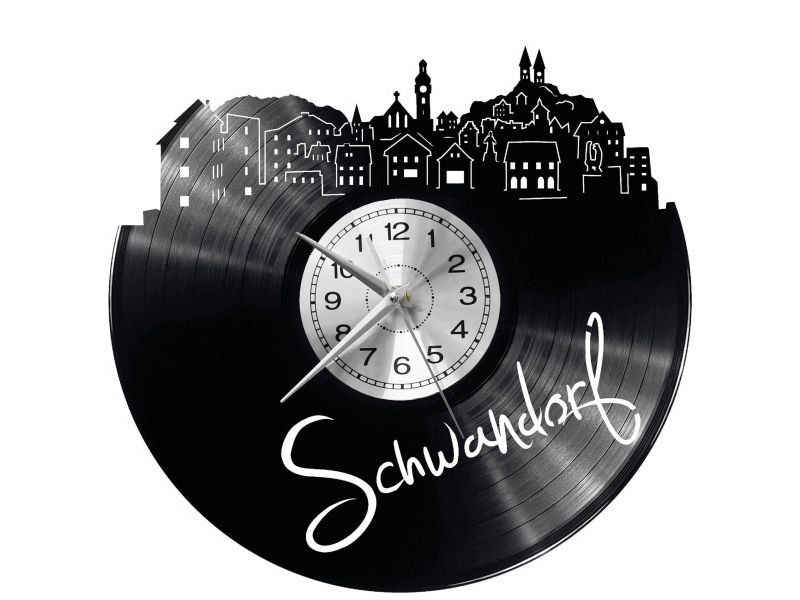 SCHWANDORF ZEGAR ŚCIENNY DEKORACYJNY NOWOCZESNY PŁYTA WINYLOWA WINYL NA PREZENT EVEVO EVEVO.PL W0475