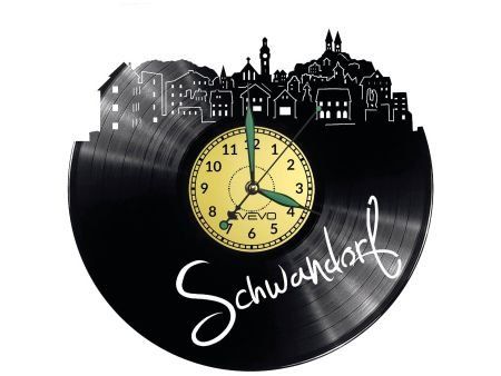 SCHWANDORF ZEGAR ŚCIENNY DEKORACYJNY NOWOCZESNY PŁYTA WINYLOWA WINYL NA PREZENT EVEVO EVEVO.PL W0475