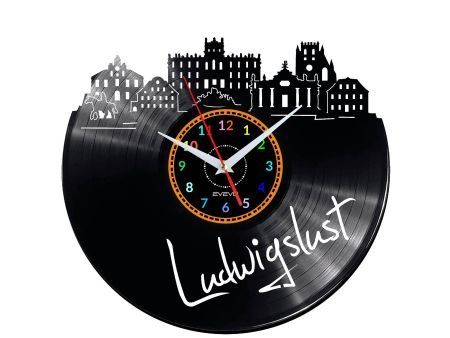 LUDWIGSLUST ZEGAR ŚCIENNY DEKORACYJNY NOWOCZESNY PŁYTA WINYLOWA WINYL NA PREZENT EVEVO EVEVO.PL W0476