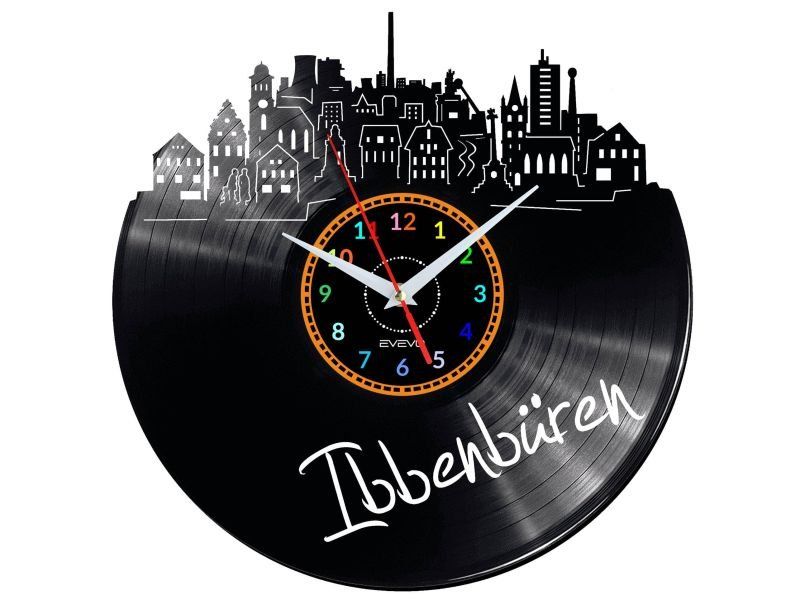 IBBENBUREN ZEGAR ŚCIENNY DEKORACYJNY NOWOCZESNY PŁYTA WINYLOWA WINYL NA PREZENT EVEVO EVEVO.PL W0477