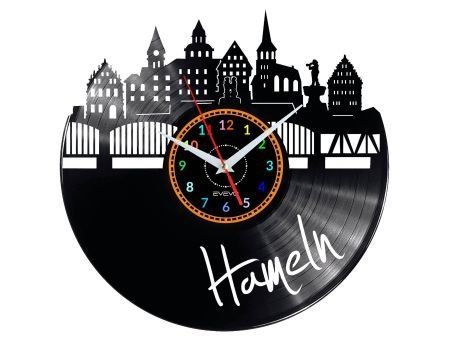 HAMELN ZEGAR ŚCIENNY DEKORACYJNY NOWOCZESNY PŁYTA WINYLOWA WINYL NA PREZENT EVEVO EVEVO.PL W0478