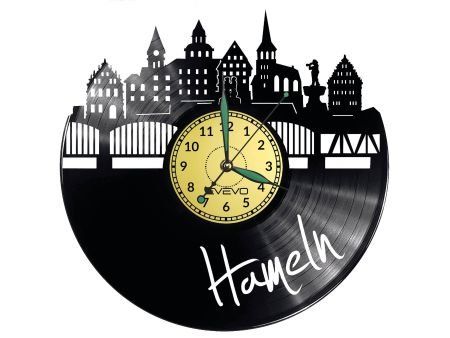 HAMELN ZEGAR ŚCIENNY DEKORACYJNY NOWOCZESNY PŁYTA WINYLOWA WINYL NA PREZENT EVEVO EVEVO.PL W0478