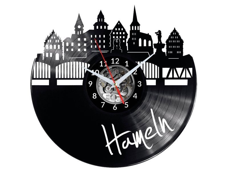 HAMELN ZEGAR ŚCIENNY DEKORACYJNY NOWOCZESNY PŁYTA WINYLOWA WINYL NA PREZENT EVEVO EVEVO.PL W0478