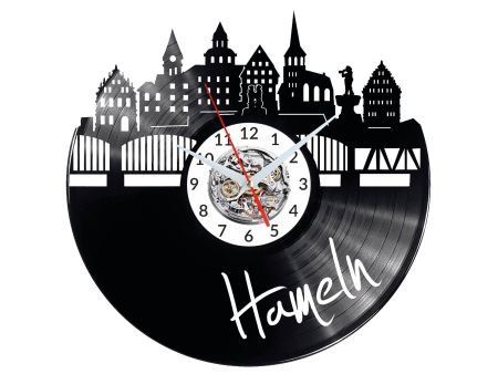 HAMELN ZEGAR ŚCIENNY DEKORACYJNY NOWOCZESNY PŁYTA WINYLOWA WINYL NA PREZENT EVEVO EVEVO.PL W0478