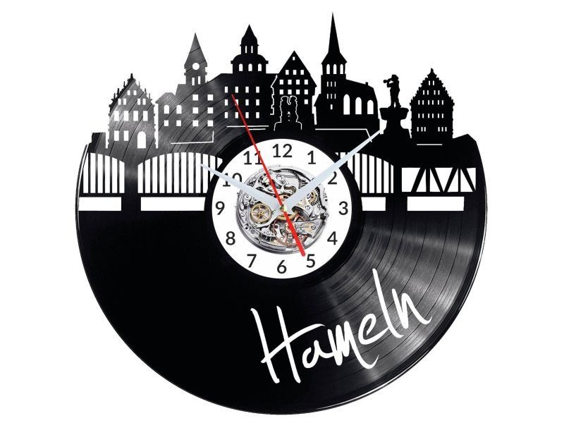 HAMELN ZEGAR ŚCIENNY DEKORACYJNY NOWOCZESNY PŁYTA WINYLOWA WINYL NA PREZENT EVEVO EVEVO.PL W0478