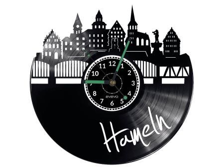 HAMELN ZEGAR ŚCIENNY DEKORACYJNY NOWOCZESNY PŁYTA WINYLOWA WINYL NA PREZENT EVEVO EVEVO.PL W0478