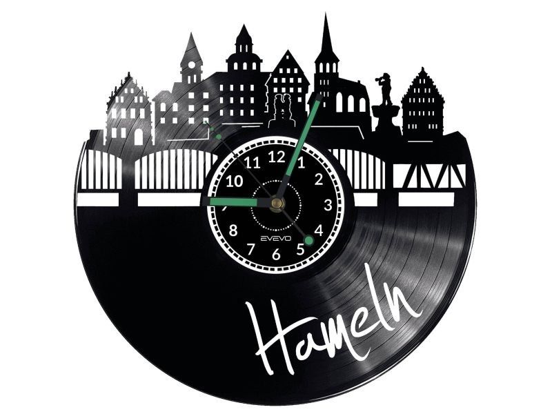 HAMELN ZEGAR ŚCIENNY DEKORACYJNY NOWOCZESNY PŁYTA WINYLOWA WINYL NA PREZENT EVEVO EVEVO.PL W0478