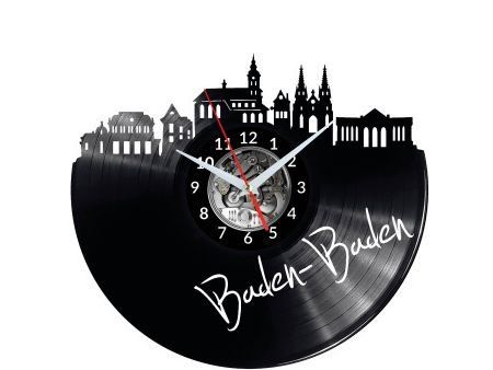 BADEN-BADEN ZEGAR ŚCIENNY DEKORACYJNY NOWOCZESNY PŁYTA WINYLOWA WINYL NA PREZENT EVEVO EVEVO.PL W0488