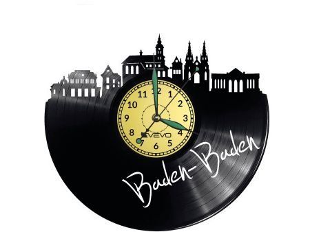 BADEN-BADEN ZEGAR ŚCIENNY DEKORACYJNY NOWOCZESNY PŁYTA WINYLOWA WINYL NA PREZENT EVEVO EVEVO.PL W0488