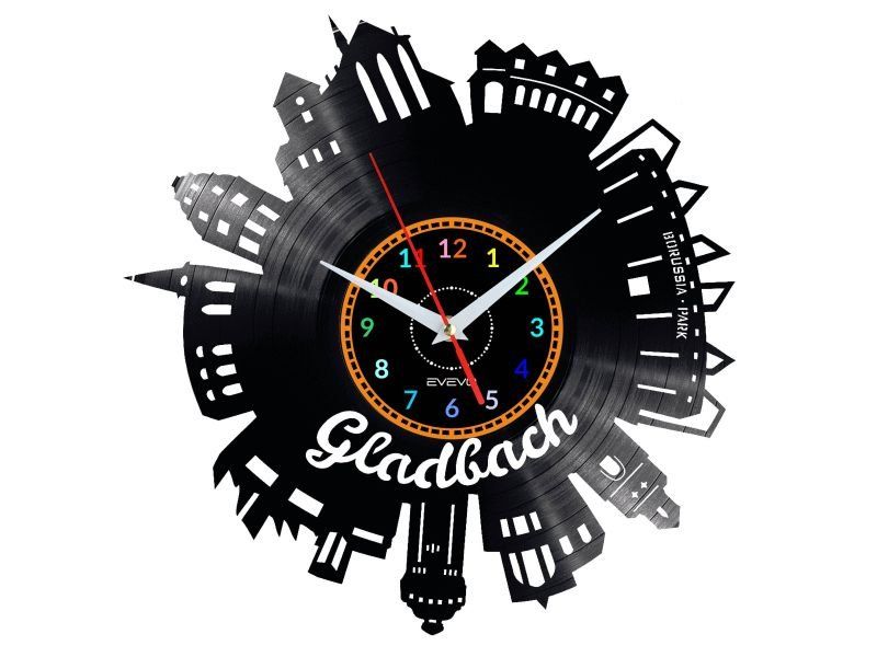 GLADBACH ZEGAR ŚCIENNY DEKORACYJNY NOWOCZESNY PŁYTA WINYLOWA WINYL NA PREZENT EVEVO EVEVO.PL W0489