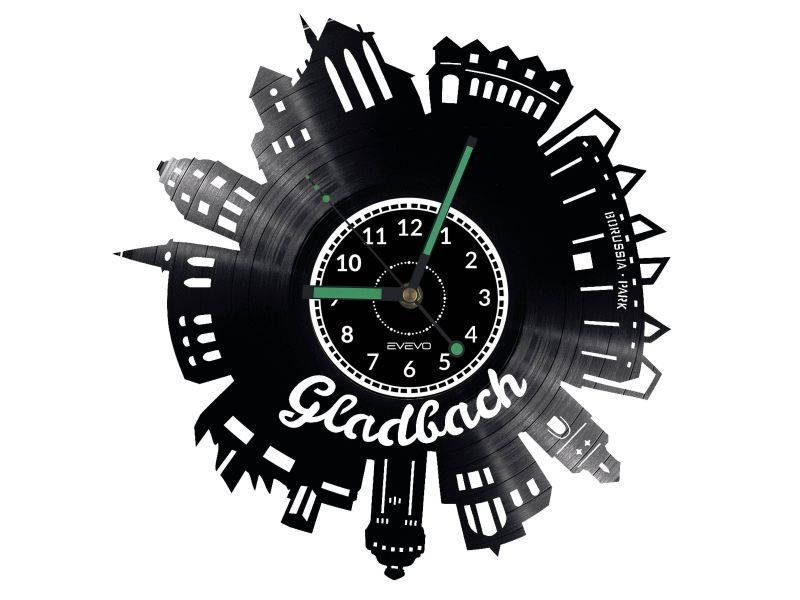 GLADBACH ZEGAR ŚCIENNY DEKORACYJNY NOWOCZESNY PŁYTA WINYLOWA WINYL NA PREZENT EVEVO EVEVO.PL W0489