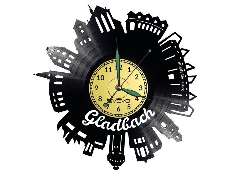 GLADBACH ZEGAR ŚCIENNY DEKORACYJNY NOWOCZESNY PŁYTA WINYLOWA WINYL NA PREZENT EVEVO EVEVO.PL W0489